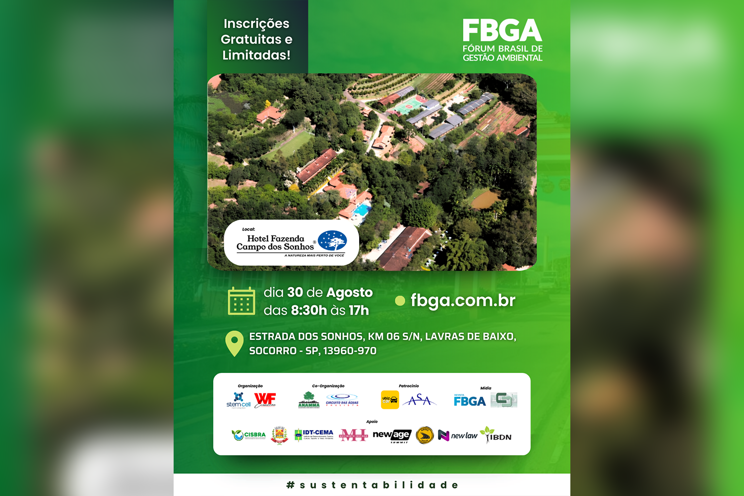 Socorro-SP será palco da edição regional do FBGA - Fórum Brasil de Gestão Ambiental!